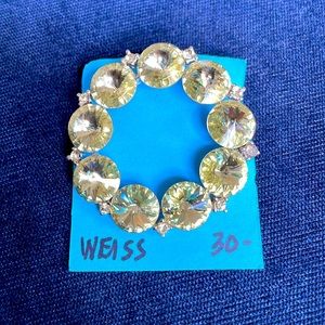 Weiss marked vintage citrine rhinestone pin